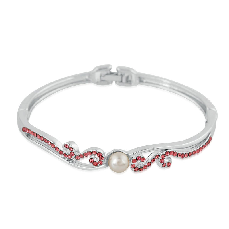Mahi Rhodium Plated Exquisite Designer Crystal Bracelet for girls and women - BR2100362R