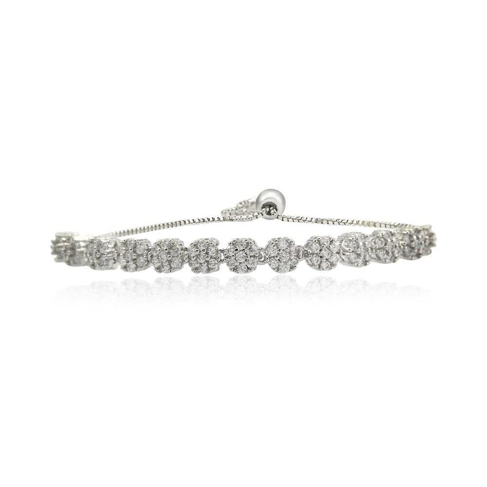 21 Nicole Jewellery Rhodium Plated Cubic Zirconia Adjustable Bracelet  - BR334 White