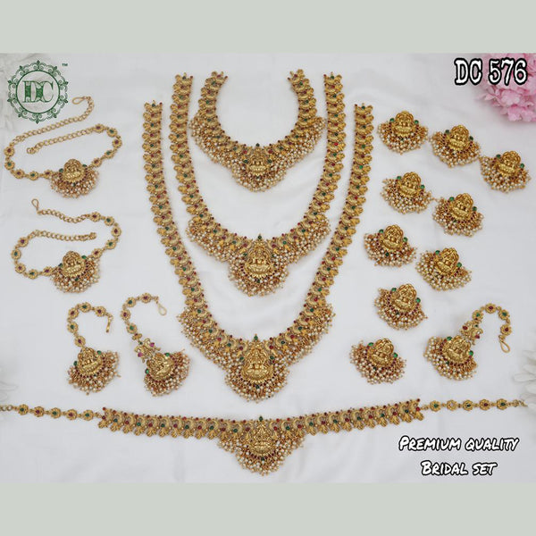 Diksha Collection Gold Plated Pota Stone Bridal Set
