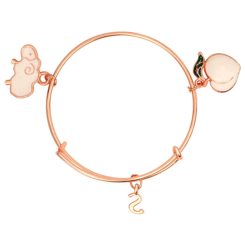 Mahi S Letter & Ship Shaped Charm Bracelet with Rose Gold Plated for Kids (BRK1100839Z)