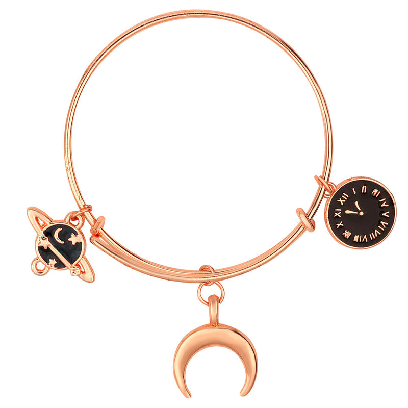 Mahi Watch Moon & Planet Shaped Rose Gold Plated Enamel Work Charms Bracelet for Kids (BRK1100859Z)