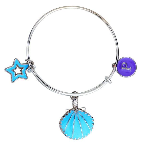 Mahi P Letter & Star Shaped Rhodium Plated Enamel Work Charms Kids Bracelets for Kids (BRK1100922R)