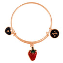 Mahi N Letter Strwabery & Heart Lock Shaped Rose Gold Plated Enamel Work Charms Kids Bracelets for Kids (BRK1100964Z)