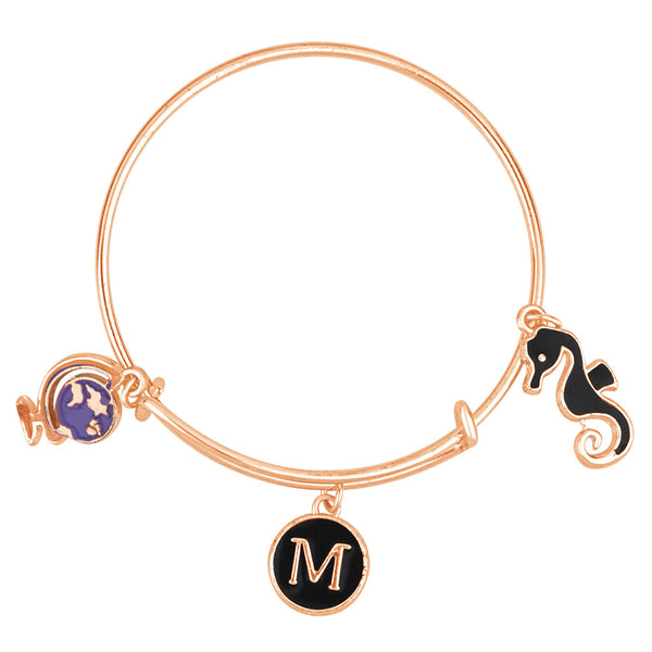 Mahi M Letter & Sea Horse Shaped Rose Gold Plated Enamel Work Charms Kids Bracelets for Kids (BRK1100979Z)