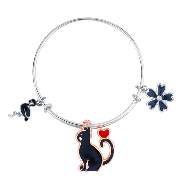 Mahi Swarn Cat & Floral Shaped Enamel Work Charms Kids Bracelets for Girls (BRK1100982M)