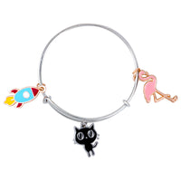 Mahi Rocket Cat & Swarn Shaped Enamel Work Charms Kids Bracelets for Girls (BRK1100989M)