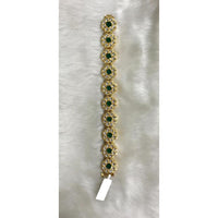 Tarangavi Green Kundan Gold Plated Bracelet - BRU-77