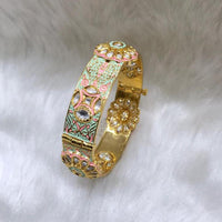 Tarangavi Gold Plated Pink Meenakari And Kundan Kada - BRV-184