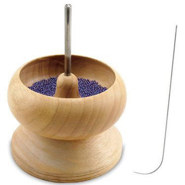 Beadsnfashion Wooden 4 Inch  Beading Spinner With 2 Pcs Curved Needle