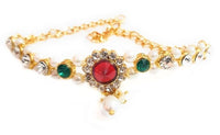 Martina Jewels  Pack Of 6 Maroon & Green Austrian Stone Gold Plated Bajuband  - Baju-101_6