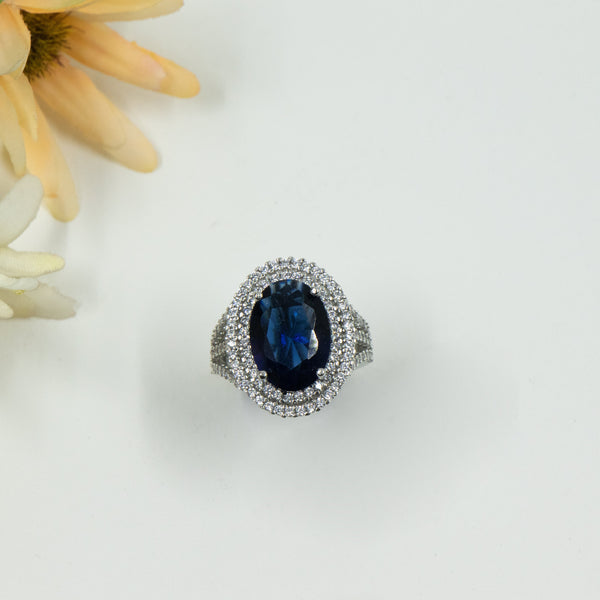 Nipura Blue Siyara Halo Ring