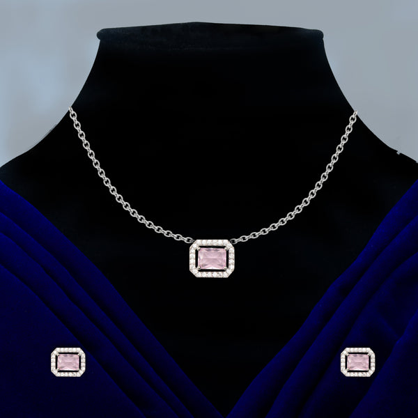 Nipura Blush Baguette Zircon Necklace-set