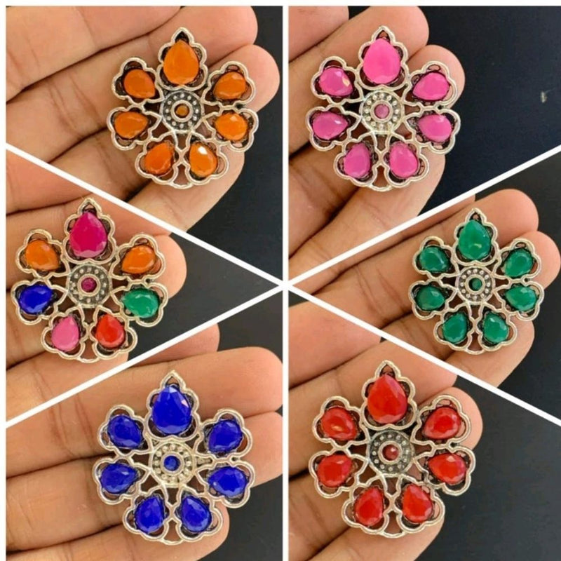 Blythediva Pack Of 6 Multi Color Stud Earrings Set