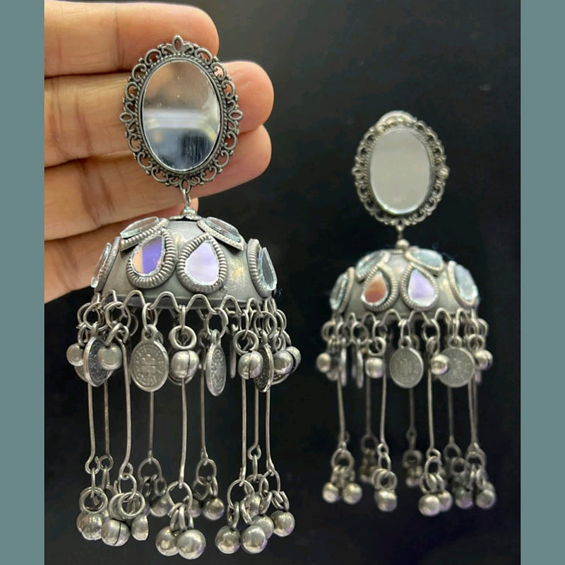 Blythediva Pack Of 3 Mirror Oxidised Jhumka Earrings