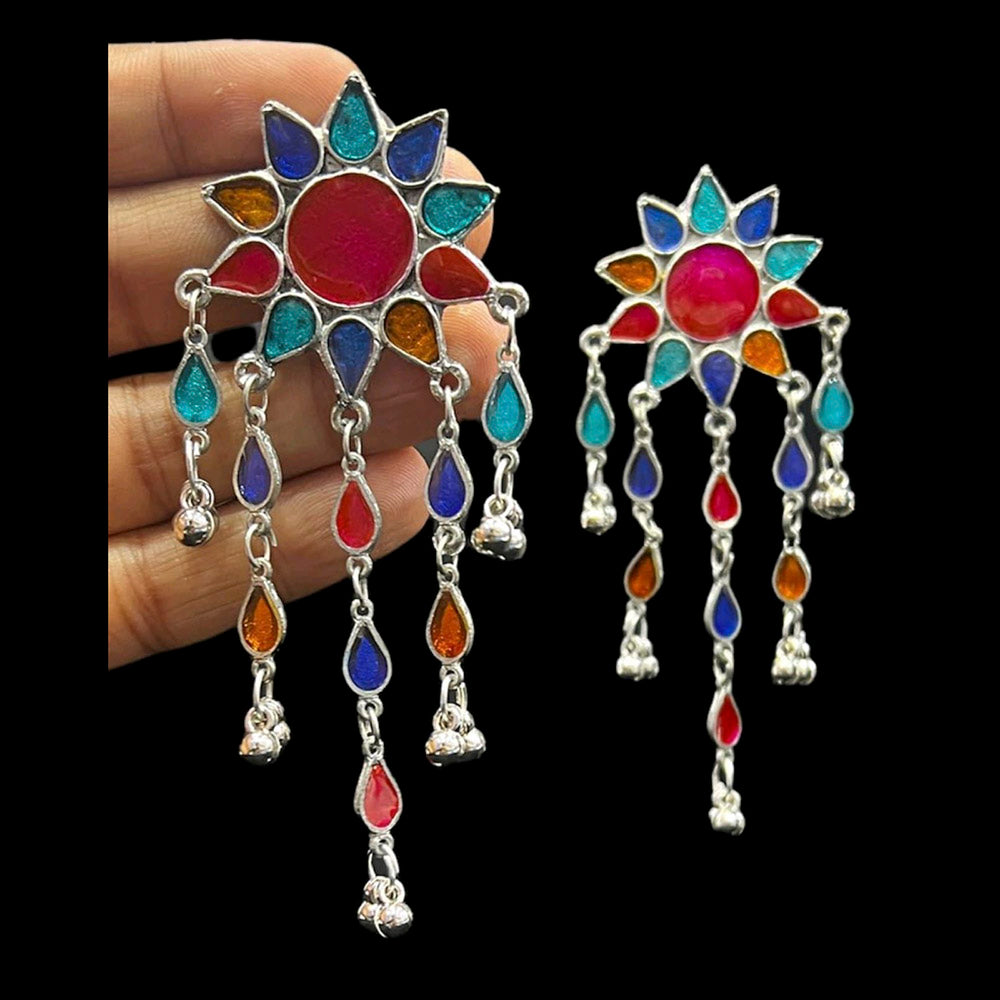 Blythediva Pack Of 3 Oxidised Plated Multi Color Dangler Earrings