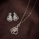 Etnico 18k Rose Gold Plated Glittering American Diamond CZ Zircon Chain Pendent Necklace Set for Women & Girls (CH47RG)