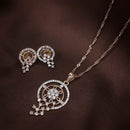 Etnico 18k Rose Gold Plated Glittering American Diamond CZ Zircon Chain Pendent Necklace Set for Women & Girls (CH48RG)