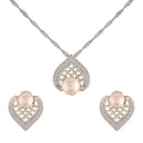 Etnico 18k Rhodium Plated Glittering Cubic Zirconia Designer Chain Pendent Necklace Jewellery Set for Women & Girls (CH50S)