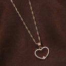 Etnico Rose Gold Plated Glittering CZ Zircon Heart Chain Pendent Necklace for Women & Girls (CH53RG)