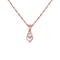 Etnico Rose Gold Plated Glittering CZ Zircon Heart Chain Pendent Necklace for Women & Girls (CH54RG)
