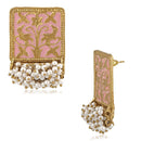 Mahi Ethnic Meenakari Work Rectangular Shape Dangler Earring with Artificial Pearl for Women VECJ100138Pin