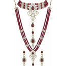 Mahi Ethnic Gold Plated Maroon and White Kundan Necklace set for Women VNCJ100158Mar