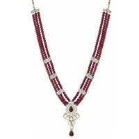 Mahi Ethnic Gold Plated Maroon and White Kundan Necklace set for Women VNCJ100158Mar