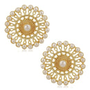 Mahi Traditional Gold Plated White Kundan Circular Stud Earring For Women VECJ100196