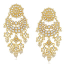 Mahi Gold Plated Traditional White Kundan Chandbali Long Dangler Earring For Women VECJ100202