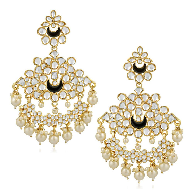 Mahi Ethnic Gold Plated White Kundan Chandbali Earring For Women VECJ100204