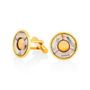 Mahi Gold Plated Golden Shadow Round Cufflink
