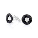 Mahi Rhodium Plated Black Round Cufflink