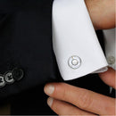 Mahi Rhodium Plated White Round Cufflink