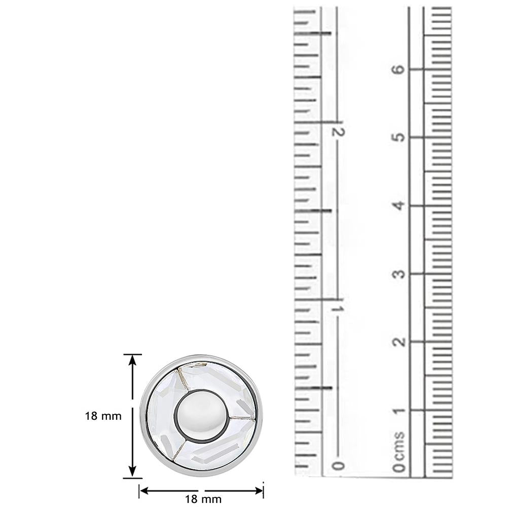 Mahi Rhodium Plated White Round Cufflink