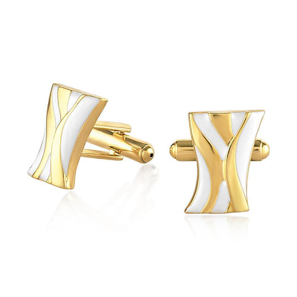 Mahi Gold plated White Organic Abstract Cufflinks