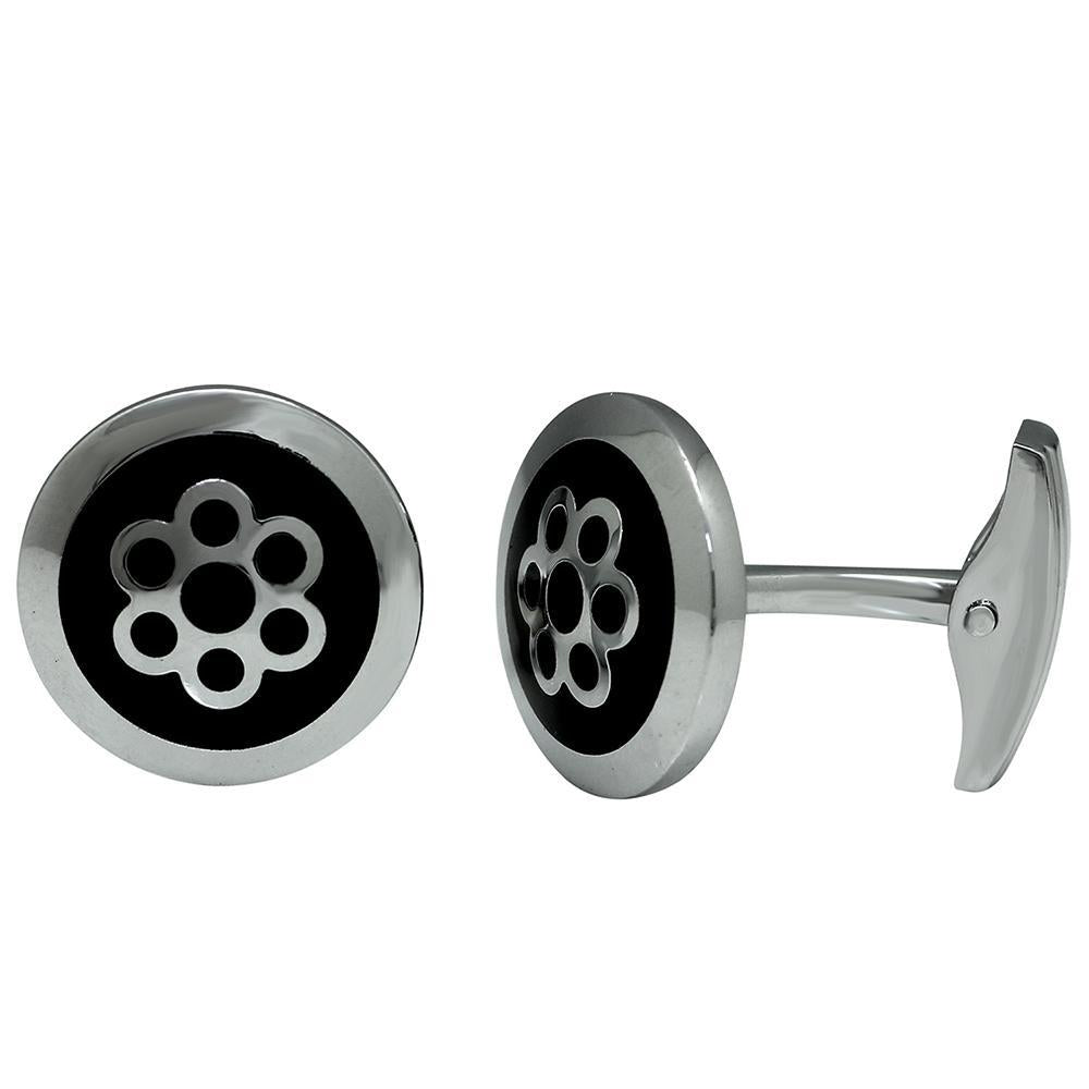 Mahi Rhodium Plated Floral Love Cufflink