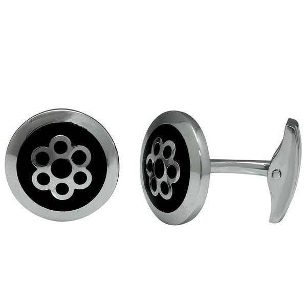 Mahi Rhodium Plated Floral Love Cufflink