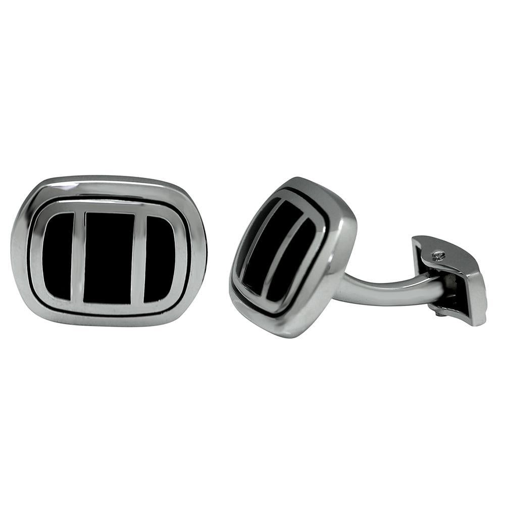 Mahi Rhodium Plated Black Exquisite Cufflink