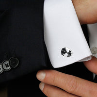 Mahi Superhero Black and White Mee Emelled Pair of Cufflinks for Men (CL1100548R)