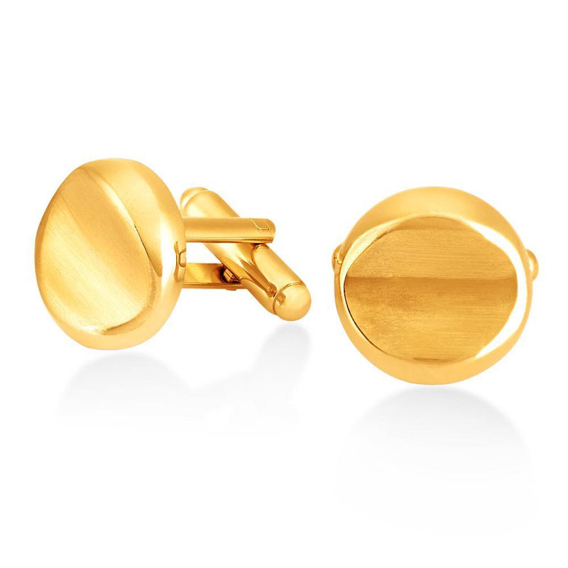 Mahi Gold Plated Plain Round Gilt Cufflinks