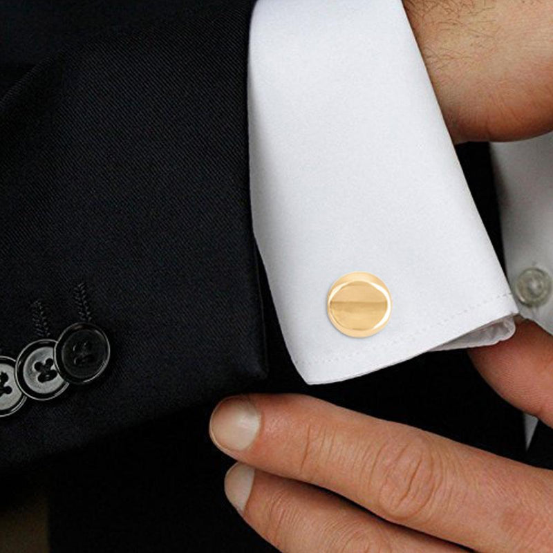 Mahi Gold Plated Plain Round Gilt Cufflinks