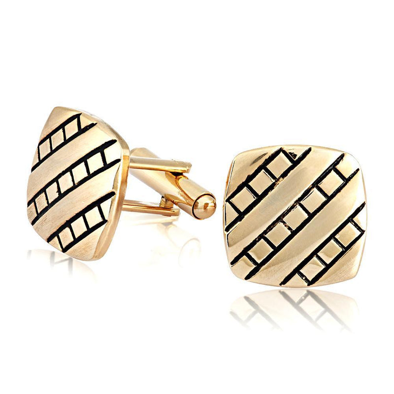 Mahi Gold Plated Square Beveled Cufflinks