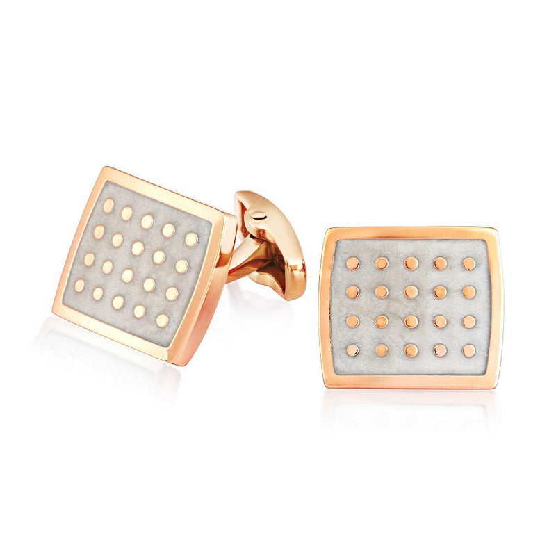 Mahi Rose Gold Plated Square Dotted Cufflinks