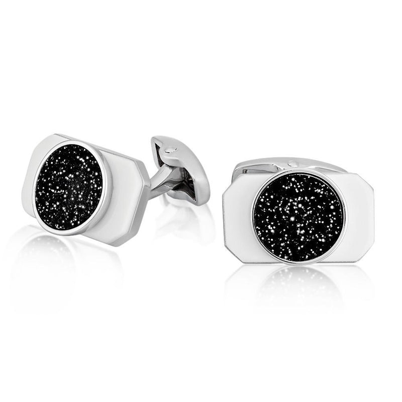 Mahi Rhodium Plated Black Starry Cufflinks