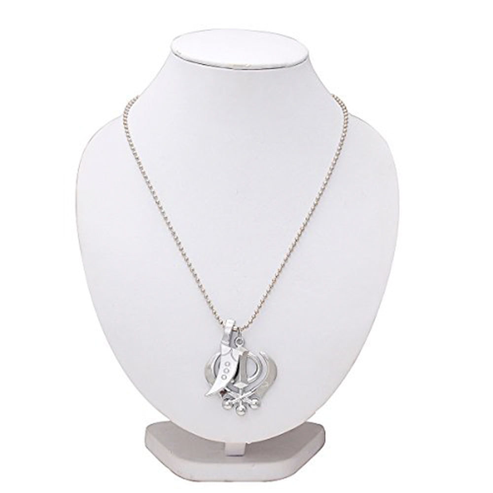 Missmister Pack Of 12 Silver Plated Sikh Sardar Punjabi Khanda And Kirpan Unisex Chain Pendant