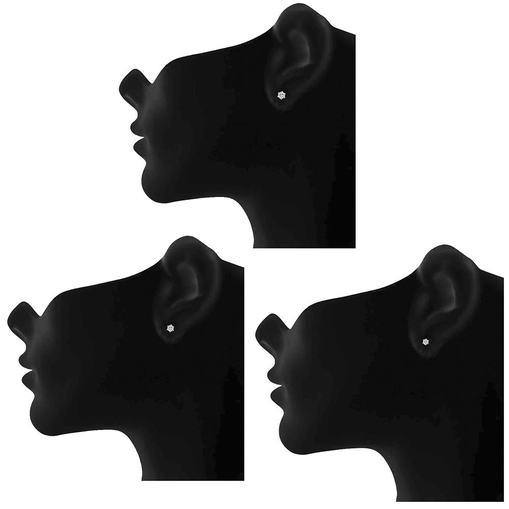 Mahi Combo of 3 Exclusive Solitaire Stud earrings with Cubic Zirconia