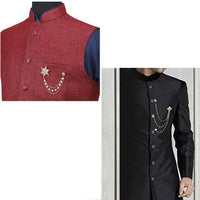 Mahi Combo of Three Layer Chain Brooch with Crystals