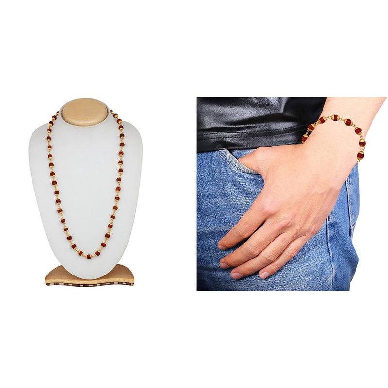 Mahi Combo of Rudrakshaa 24 Inch Mala and Bracelet for Men (CO1105139G)