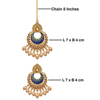 Mahi Traditional Dangler Pearl Meenakariwork Maang Tikka and Earrings Set for Women (CO1105159G)