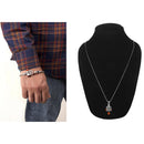 Mahi Combo of Om Nammo Shivay Pendant and Trishul Bracelet with Rudraksha for Men (CO1105177R)